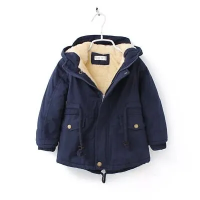 £23.89 • Buy Kids Boys Hooded Coat Fleece Jacket Winter Warm Long Zip Parka Outdoor Coats