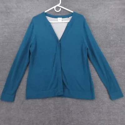 Cabi Cardigan Womens Large Blue Long Sleeve Snap V-neck Cotton Blend • $17.49