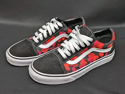 Vans Old Skool Valentine Heart Shoes Black - Women's Size 6.5 • $25