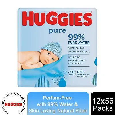 Huggies Pure Baby Wipes 12 Or 24 Packs (672 Or 1344 Wipes Total) • £22.65
