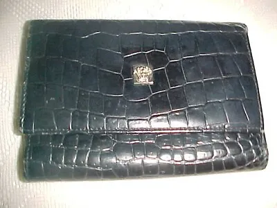 GIANNI VERSACE Medusa Logo Vintage Croc Embossed Patent Leather Tri-Fold Wallet • $90
