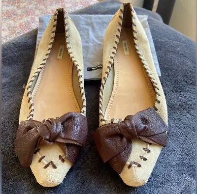 Miu Miu Bow Suede Flats Size 7 • $220