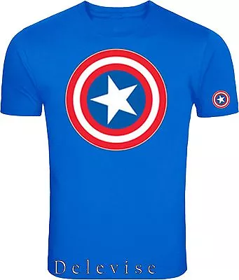 Captain America Distressed-Shield Logo Marvel Heros  Adult-Shirt S-4xl • $9.99
