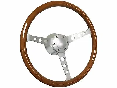 1961-69 Mopar S6 Classic Walnut Steering Wheel Brushed Kit 3 Spoke-Holes • $316.79