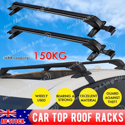 Universal Car Top Roof Racks Holder Carrier Pair Cross Bar Aluminium Alloy Black • $62.55