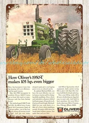 1968 Oliver Tractor Agriculture Machinery Metal Tin Sign Cottage Home Decor • $18.96