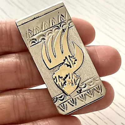 Bear Paw Money Clip Sterling Silver 2in Mens Gift Navajo Stamped Jones Handmade • $29.94