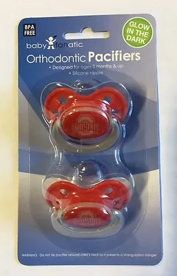 Ohio State Buckeyes GLOW IN THE DARK Baby Infant Pacifiers NEW  2 Pack Gift • $10.95