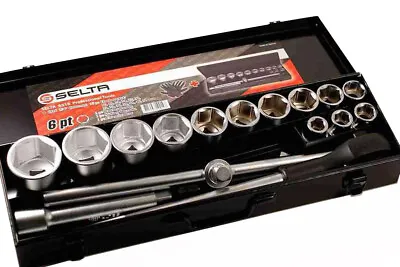 Selta 16pc 17-50mm 3/4  Dr. Socket & Ratchet Handle Extension Slinding T Bar Set • $218