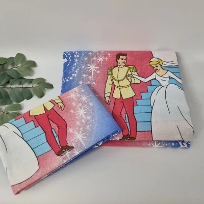 $43 • Buy VTG NEW Disney Cinderella Twin Flat Sheet And Pillowcase Factory Fold Deadstock 