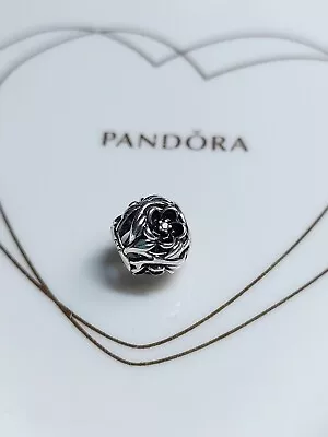 Genuine Pandora Silver  Openworks Black Mystical Flowers Charm S925 ALE • £12