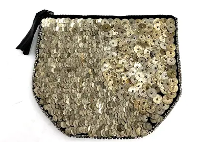 Ecote  By UO Gold Sequin Beaded Embellished Clutch Pouch Makeup Bag Handbag • $13.75