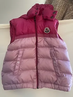 Moncler Enfant Kids Baby Girl Pink Vest 2Y Removable Hood Down Puffer Authentic • $71