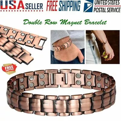 Oxidized Copper Magnetic Link Bracelet - Arthritis Pain Relieve Bracelet Brick • $7.29