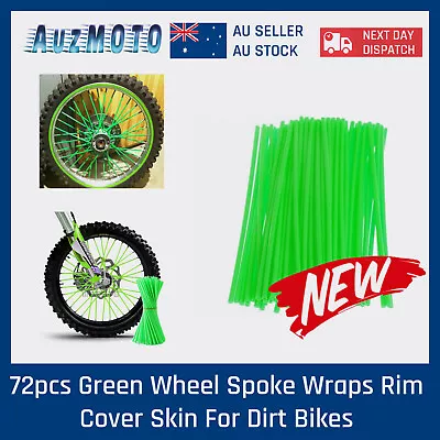 72pcs Green Wheel Spoke Skin Cover Wrap Kit 4 Motorcycle Motocross Dirt Bike AU • $9.86