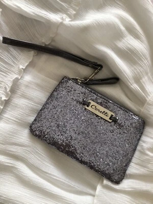 $19.20 • Buy Corelli Navy Blue Coarse Glitter Occasion Bag Clutch Purse Wallet Wristlet