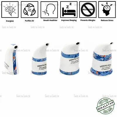 Blue & White Himalayan Salt Pipe Inhalers Boost Respiratory/ Lungs 4 Sizes+ Salt • £12.99