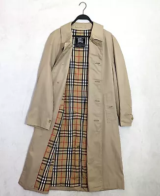 Burberry Trech Coat Beige Men's Sz.L-XL (52-54) Rain Over Coat Mantel Vintage • $176