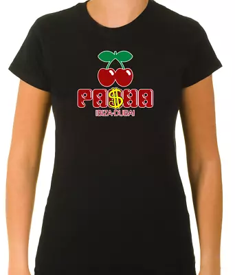 Funny Pacha Ibiza - Dubai Logo Cherry Short Sleeve T Shirt Women   G563 • £10.47