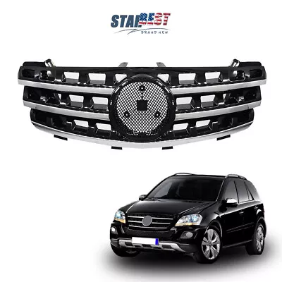 Front Hood Sport Black Chrome Grille For 2005-2008 Mercedes ML350 W164 3 Fin NEW • $64.22