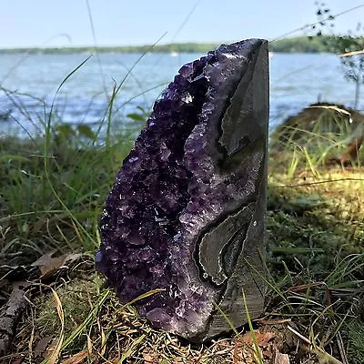 EXTRA LARGE POLISHED Amethyst Druze Crystal Cluster With Cut Base ~ 2 Pounds Ea. • $119.99