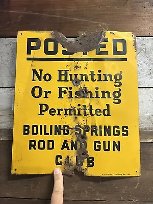 Posted RESTRICTED AREA ROD & GUN CLUB Sign Virginia No Hunting Fishing Boiling • $99
