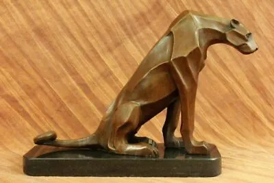 Art Deco Hotcast Bronze Panther Mounted On A Black Marble Base. Signed H.moore • $209.40