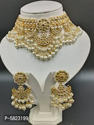 $30.97 • Buy Bollywood Indian Pearl Bridal Choker Necklace Earrings Party Jewelry Set A34