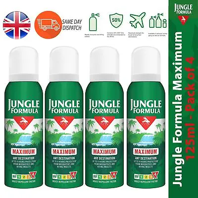 £24.99 • Buy Jungle Formula Maximum Insect Repellent Spray With DEET Quick Midges 125ml X 4