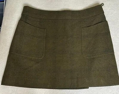 Tom Joules Skirt Short Farnley Green Wool Tweed Fully Lined Size 8 A Line Mini • $35
