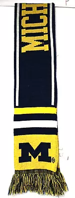 U Of M University Of Michigan Wolverines Blue Yellow 54in. Knit Winter Scarf • $14.95