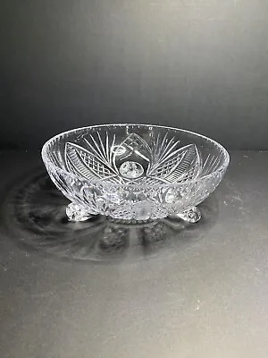 Vintage Footed Round Crystal Bowl • $18