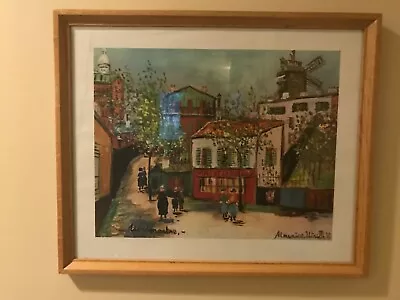 Vintage Maurice Utrillo Framed Lithographic Print Montmartre 15” X 18” • $24.95