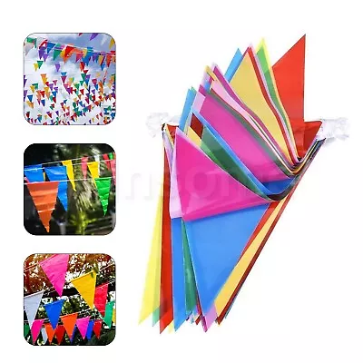 10m Bunting Flag Party Wedding Birthday Decorations Garden Home Outdoor Banners • £2.81