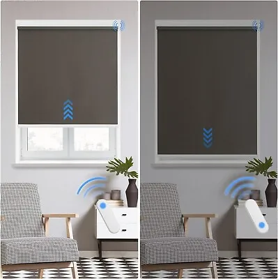 39x72 Electric Curtain Dark Gray Motorized Roller Blind 100% Black Out Remote RC • $59.99