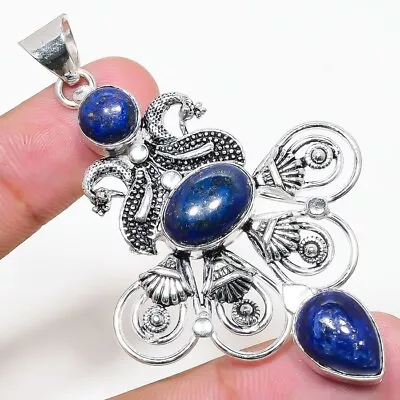 Lapis Lazuli  Gemstone Handmade 925 Sterling Silver Jewelry Pendant Sz 2.50  • $9.99