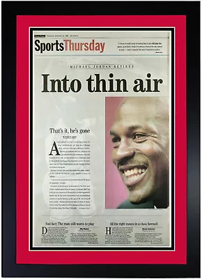 Michael Jordan Retires Framed & Matted Original Newspaper 1/14/99 Sports Art #23 • $139.99