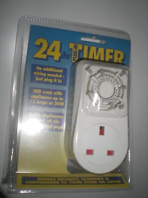 24 Hour Plug-In Timer Light Switch UK Mains Plug-White • £3.99