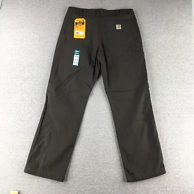 Carhartt Pants Mens 34x30 Rugged Flex Canvas Flannel Lined BN3342 • $38.79