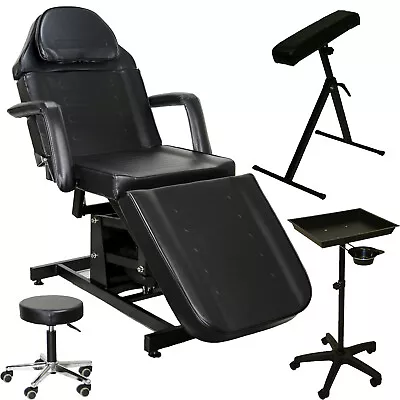 Electric Height Adjustable Tattoo Bed Armrest Black Tray W/ Cup Studio Equipment • $604.88