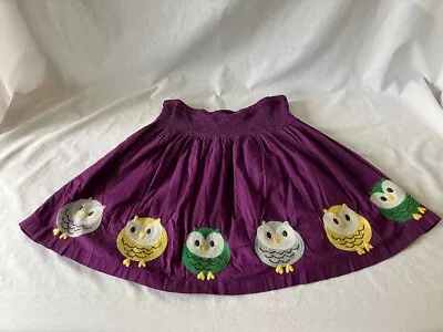 Mini Boden Purple Embroidered Owl Skirt Size 13 - 14 Elasticized Waist • $19.95