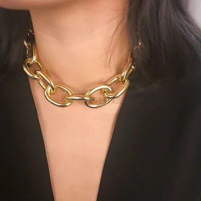 Large Chunky Cuban Thick Gold Chain Choker Necklaces For Women Fashion Jewelry • £5.99