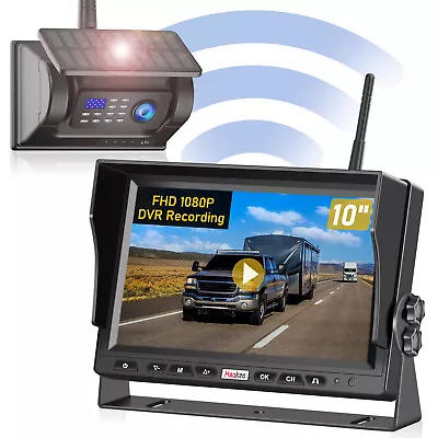 Solar Magnetic Wireless Backup Camera 10  HD Monitor RearView Reverse System Kit • $100