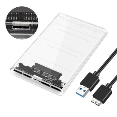 $9.99 • Buy USB 3.0 Hard Drive Enclosure To SATA 2.5  External HDD SSD Case Disk Transparent
