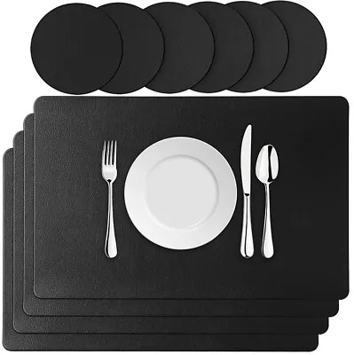 $32.96 • Buy Placemats,Place Mats Black Set Of 6 Washable Waterproof Table Mats With Coasters