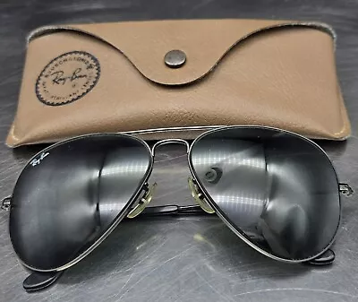 VGC! Vintage Bausch & Lomb B&L Ray-Ban Black Aviator Sunglasses  58[]14-135 • $82