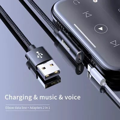 $9.80 • Buy Baseus 90 Degree USB Cable For IPhone Rhythm Bent Connector Audio Cable