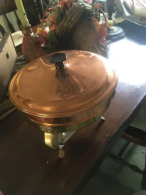 Vintage Copper & Brass Chaffing Dish - Food Warmer Mid Century 10 INCHES WIDE • $14.70