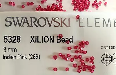 £4.99 • Buy 175 Swarovski Crystal 5328 Xilion Bicone Beads 3mm Indian Pink
