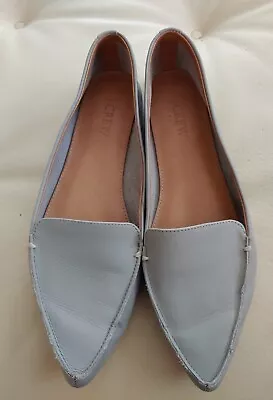 J.Crew  Edie  Sz 8.5 Grey Gray Genuine Leather Pointed-Toe Loafers  • $9.99